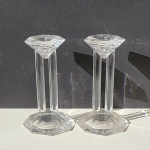 Set of 2 Lenox Crystal Candle Stick Holders Vintage 80s
